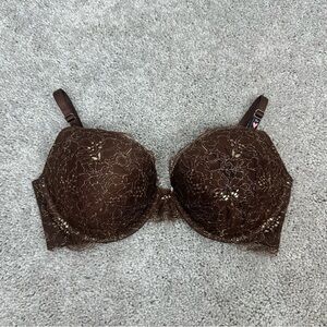 NWT Victorias Secret Elegant Brown Golden Lace Bra